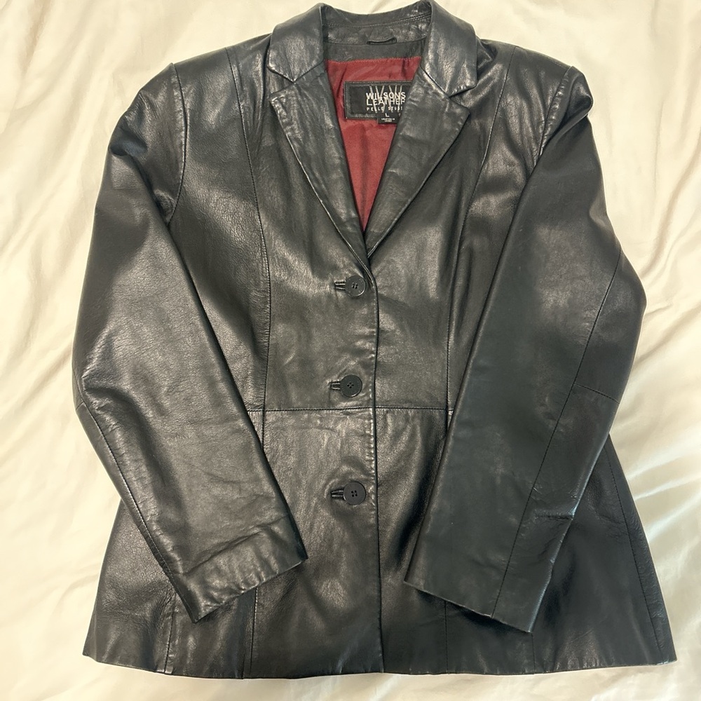 Wilsons Leather Black Jacket with Red Interior
